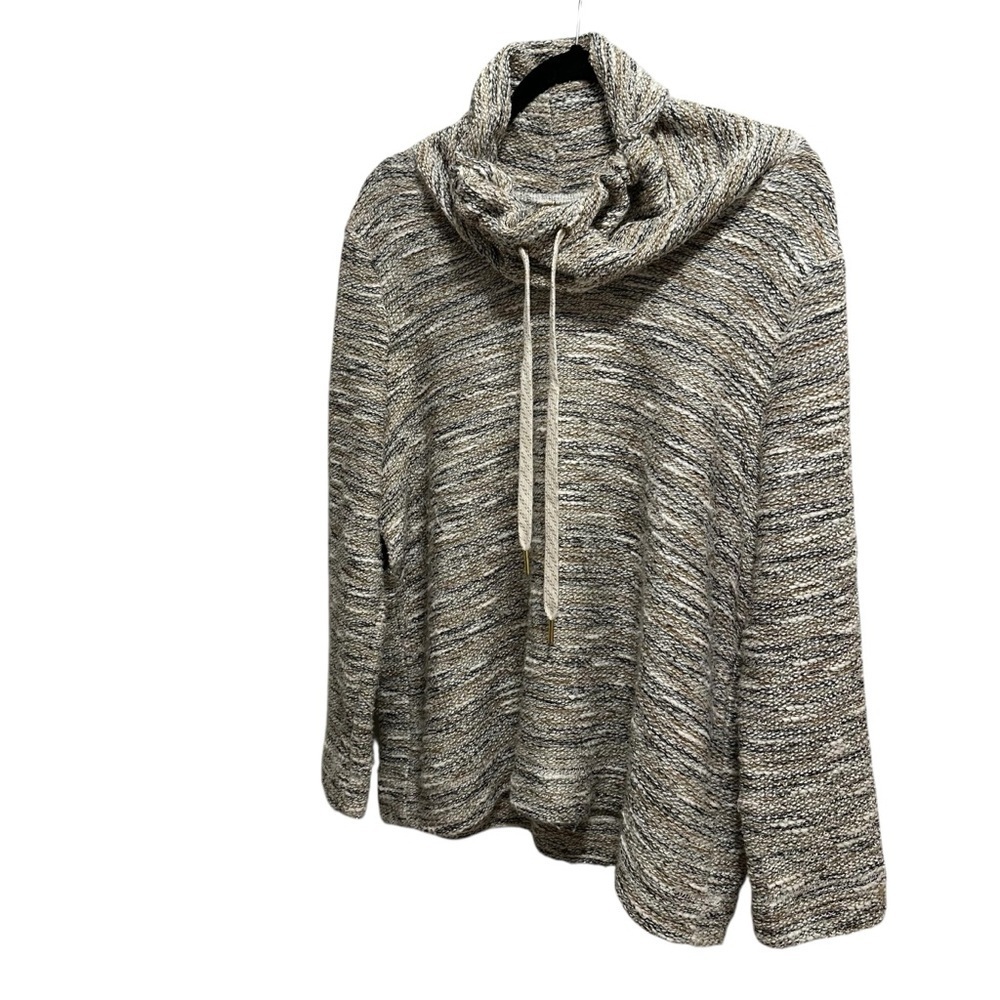 Ruby Rd. metallic boxy cowl neck beachy coastal cozy spring summer sweater - Picture 4 of 11